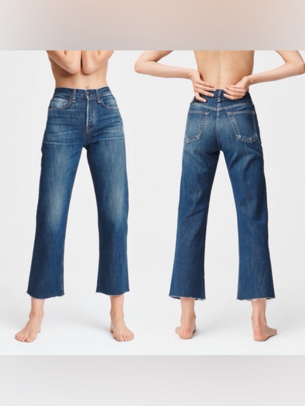 rag & bone Maya high rise ankle straight-leg women's jeans in medium blue wash